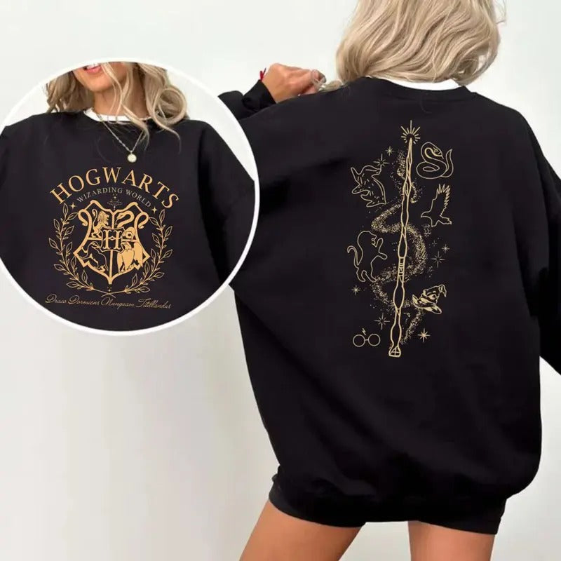 Wizard House 2 Sides T-Shirt, Magic Wizard Shirt, Wizard School Houses Fantasy Shirt, HP Pullover Tee