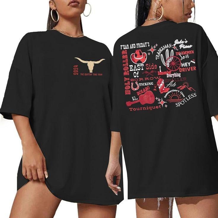 Women Retro Western Music Oversized Shirts Vintage Country