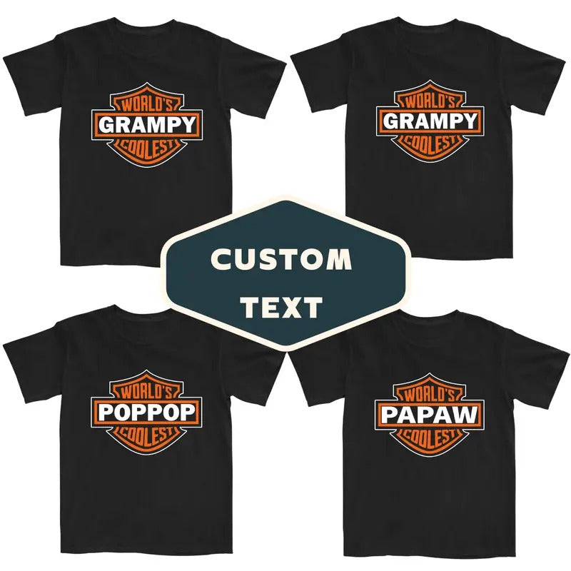 World's Coolest Grandpa Nickname Gift Motorcycle Dad Shirt, Father's Day Tee Birthday Gift from Grandkids