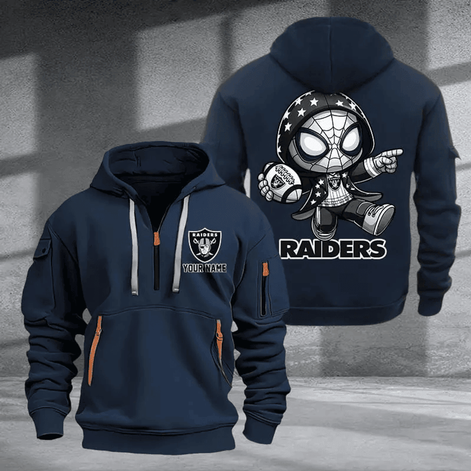 Las Vegas Raider Quarter Zip Hoodie Custom Name Multicolor Edition