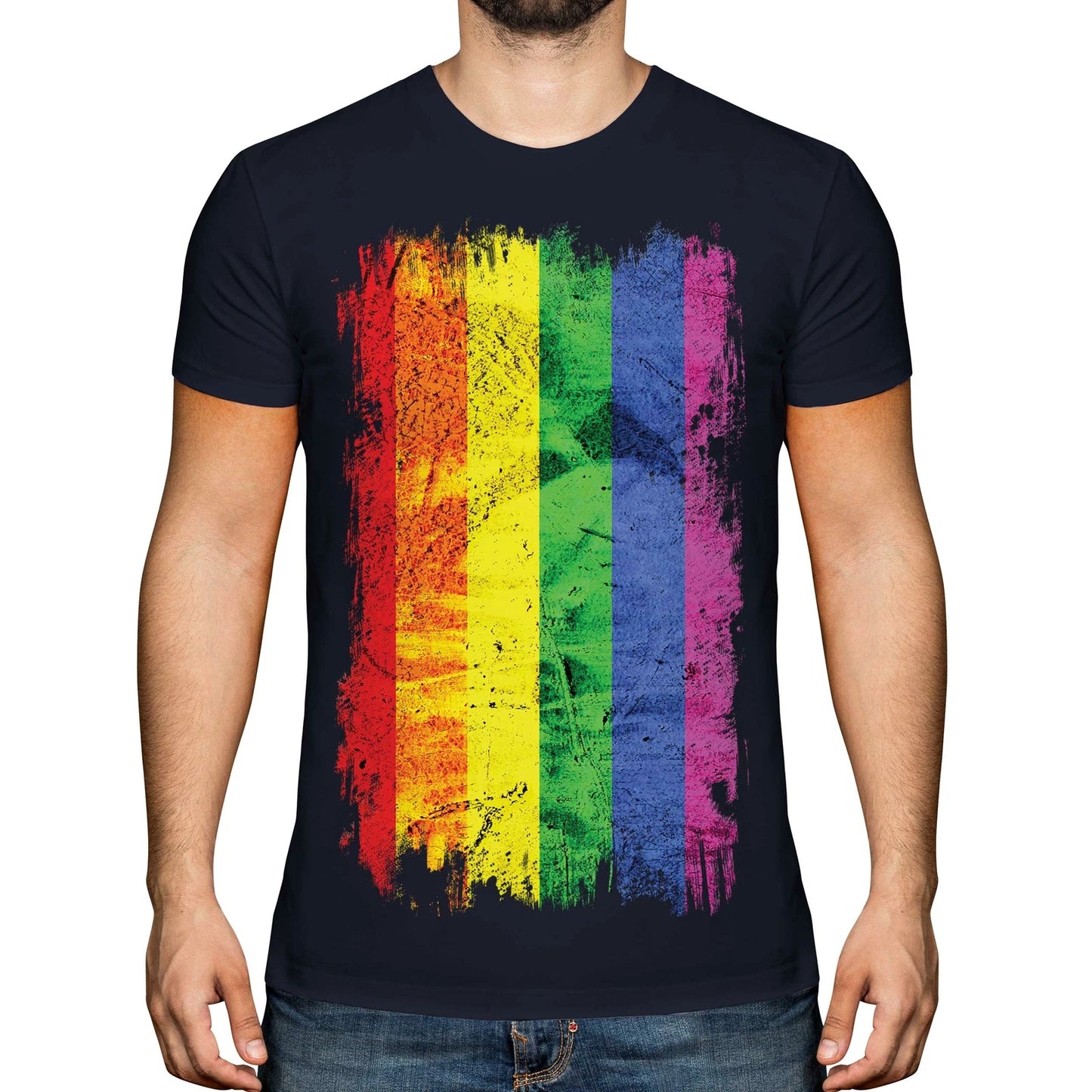 GAY PRIDE GRUNGE FLAG MENS T-SHIRT TEE TOP RAINBOW LGBT GIFT CLOTHING CLOTHES