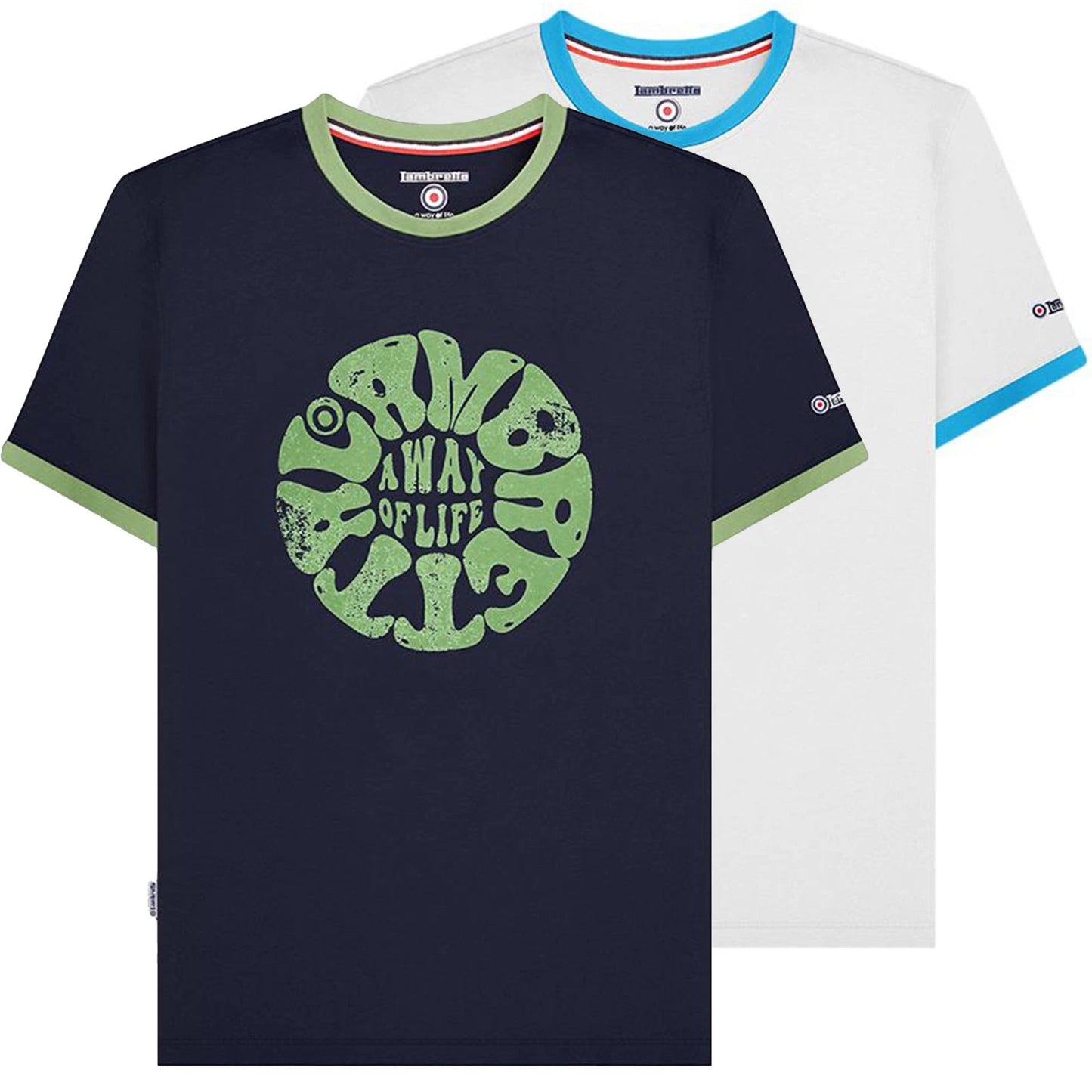Mens Lambretta Festival Ringer Casual Retro Soul SKA T-Shirt Sizes M to 4XL