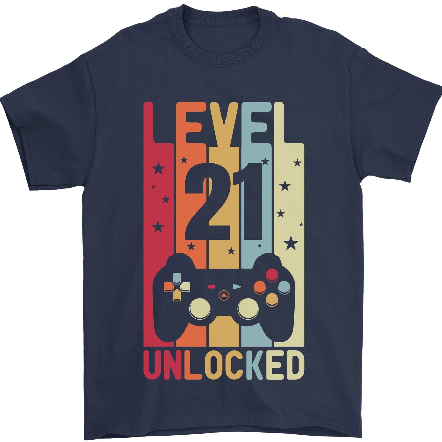 21st Birthday 21 Year Old Level Up Gaming Mens T-Shirt 100% Cotton