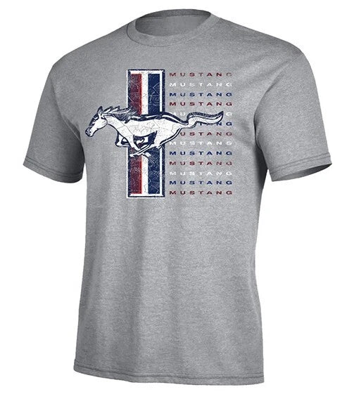 FORD MUSTANG MENS GRAY DISTRESSED PRINT SHORT SLEEVE TEE SHIRT 93444