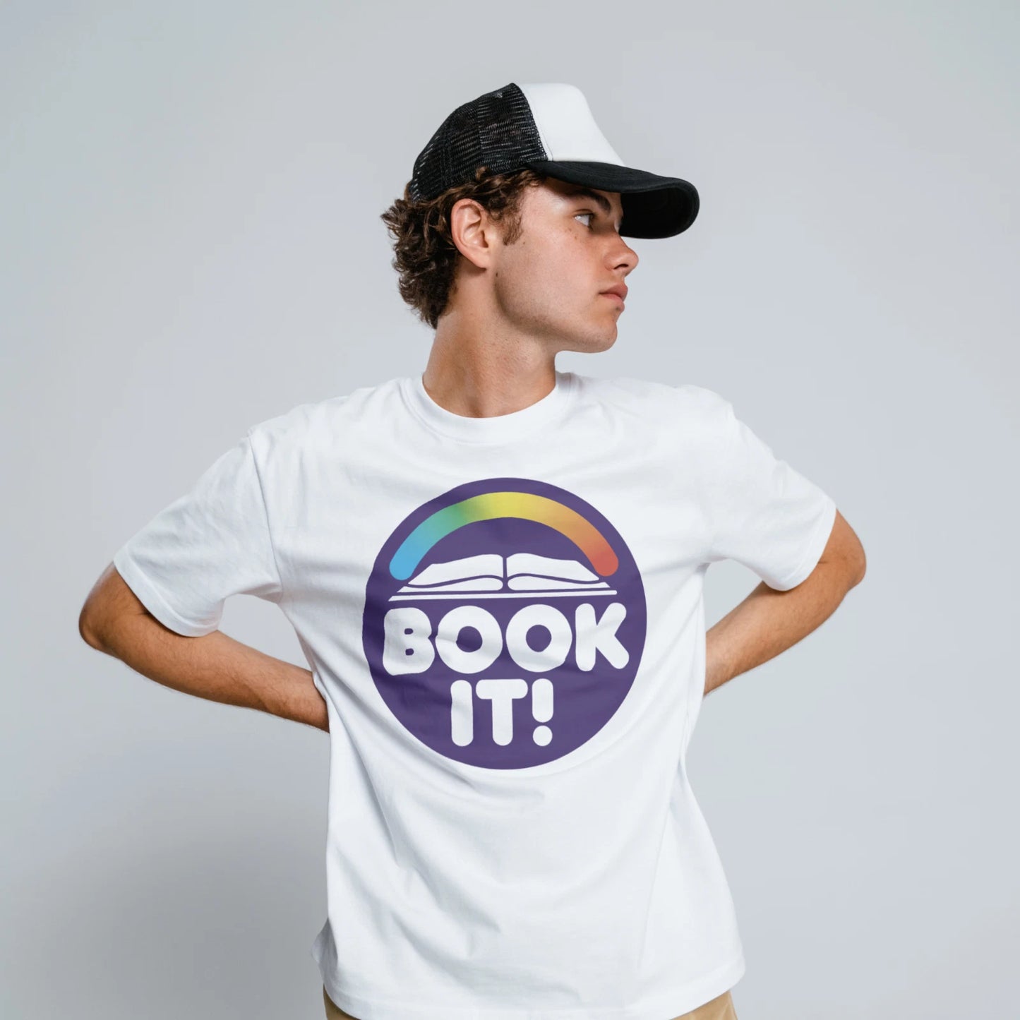 BOOK IT! T-Shirt Tee Short Sleeve Retro Pizza Hut Gift Funny Books 80's 90's