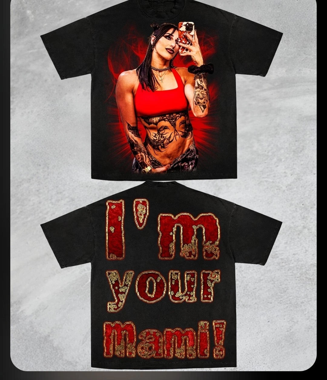 RHEA RIPLEY ON A SHAKA HEAVYWEIGHT GARMET DYED T SHIRT Jumbo Print "MODERN"