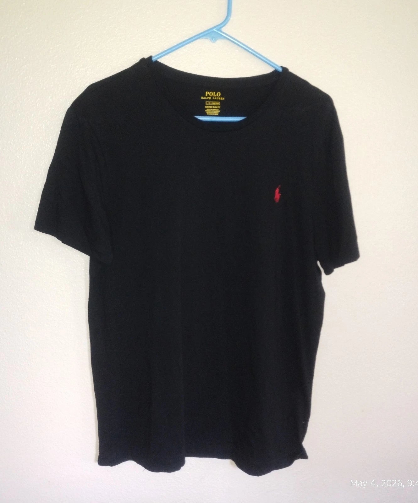 Polo Ralph Lauren Large Custom Slim Fit Black T-shirt Red Pony Logo