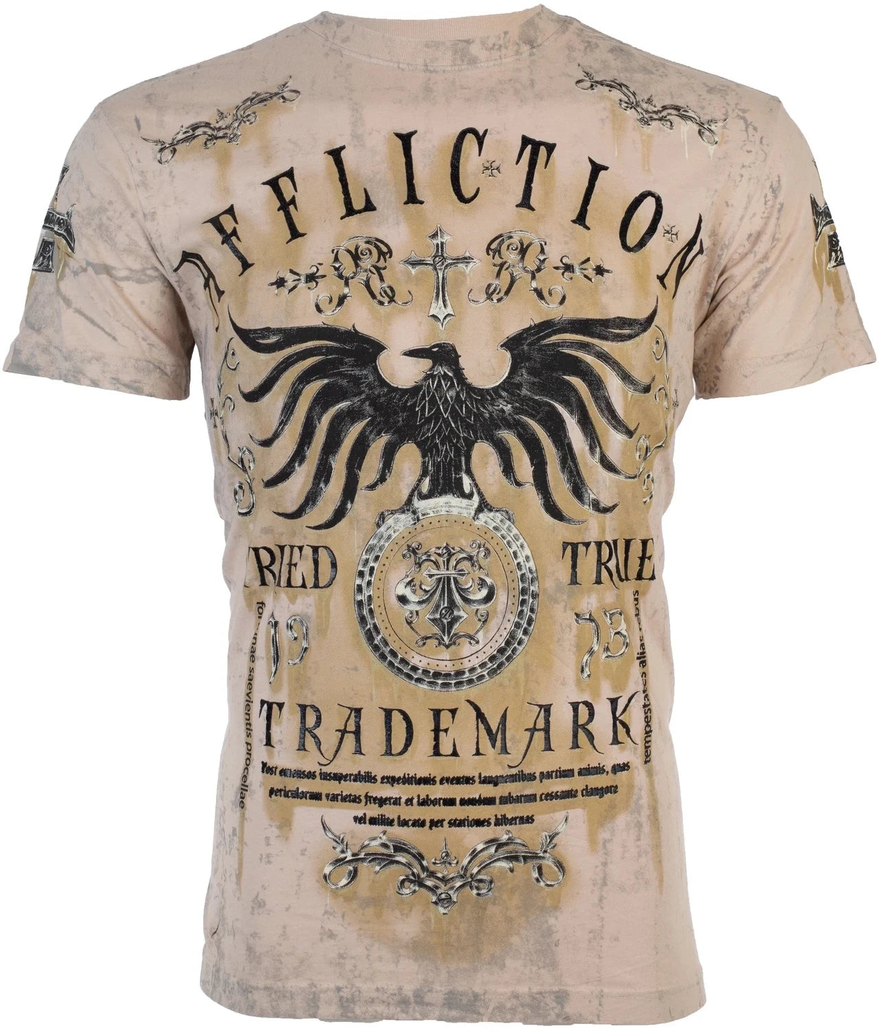 Affliction Men's T-Shirt TRIED Eagle SAND TOBACCO WASH Tattoo Biker S-3XL $58