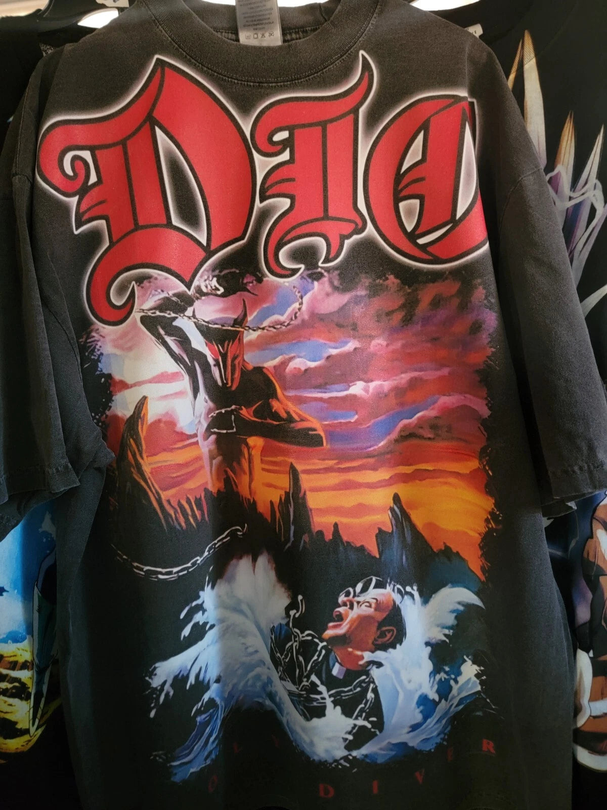 DIO HOLY DIVER ON A SHAKA HEAVYWEIGHT GARMET DYED T SHIRT "MODERN"