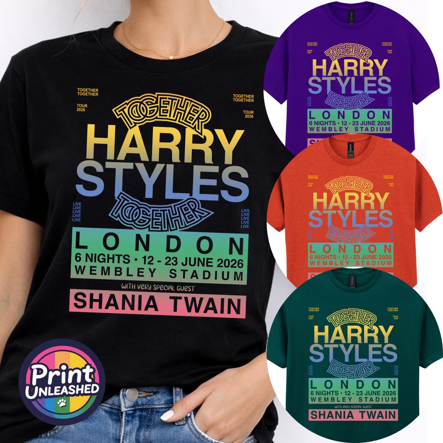 Printed T-Shirt Harry Styles Together Tour London Tee Adult Unisex S-2XL