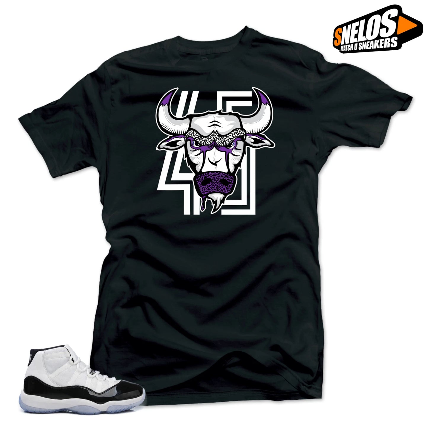 Shirt to Match Jordan 11 Concord-Bull 45 Black Tee