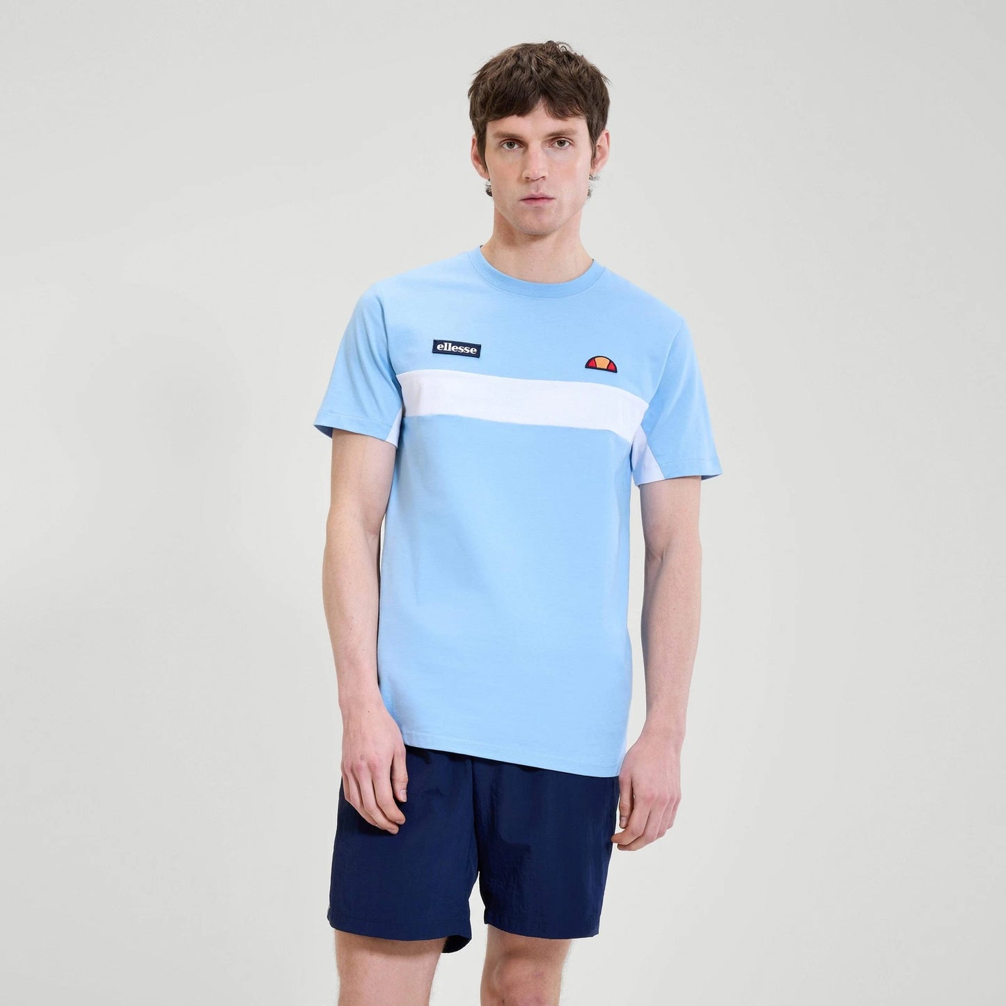 Ellesse Mens T-Shirt 'Live Forever' Dinelli Retro Britpop Tee Light Blue
