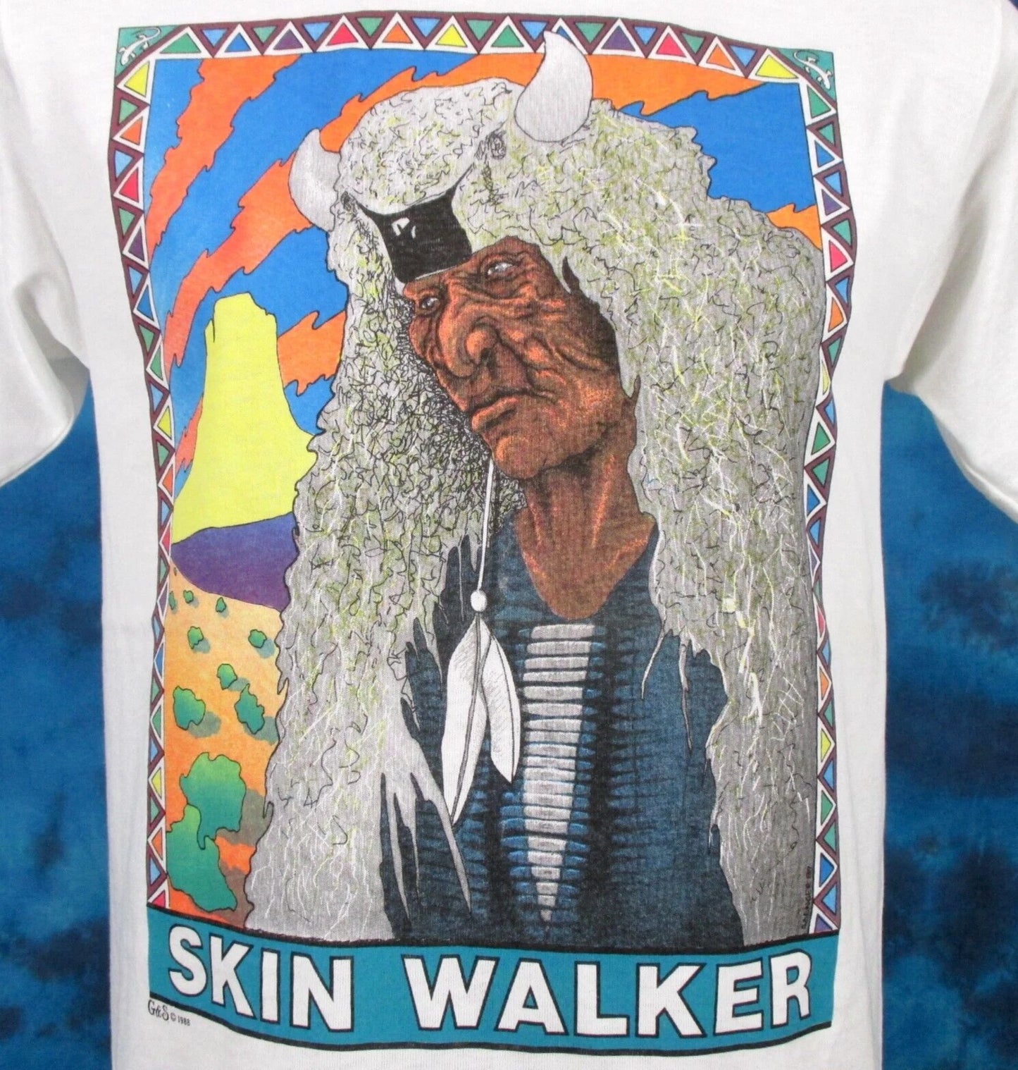 vintage 80s SKIN WALKER NATIVE AMERICAN SUNSET T-Shirt L/XL single stitch cowboy
