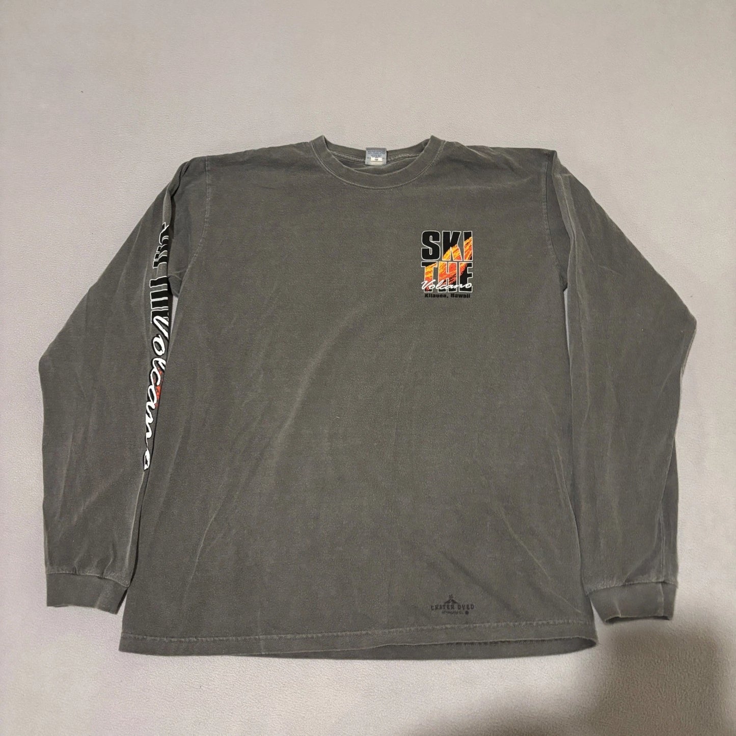 Crazy Shirts Mens Medium Ski The Volcano Kilauea Hawaii Long Sleeve Y2K Casual