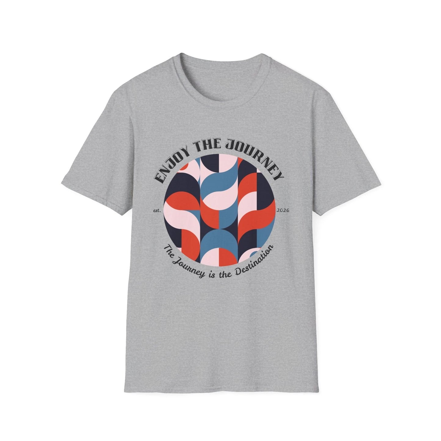 Enjoy the Journey graphic T-Shirt | Retro Geometric Circle, Motivational