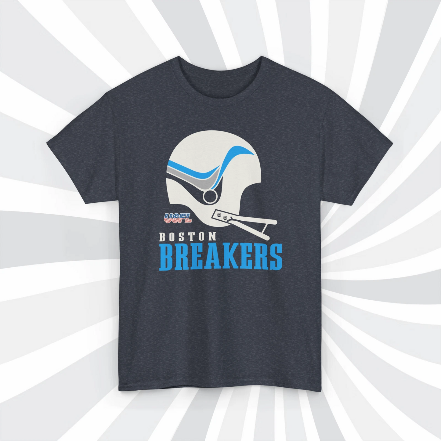 Boston Breakers 1983 USFL Vintage Football Navy Heather T-Shirt - Patriots