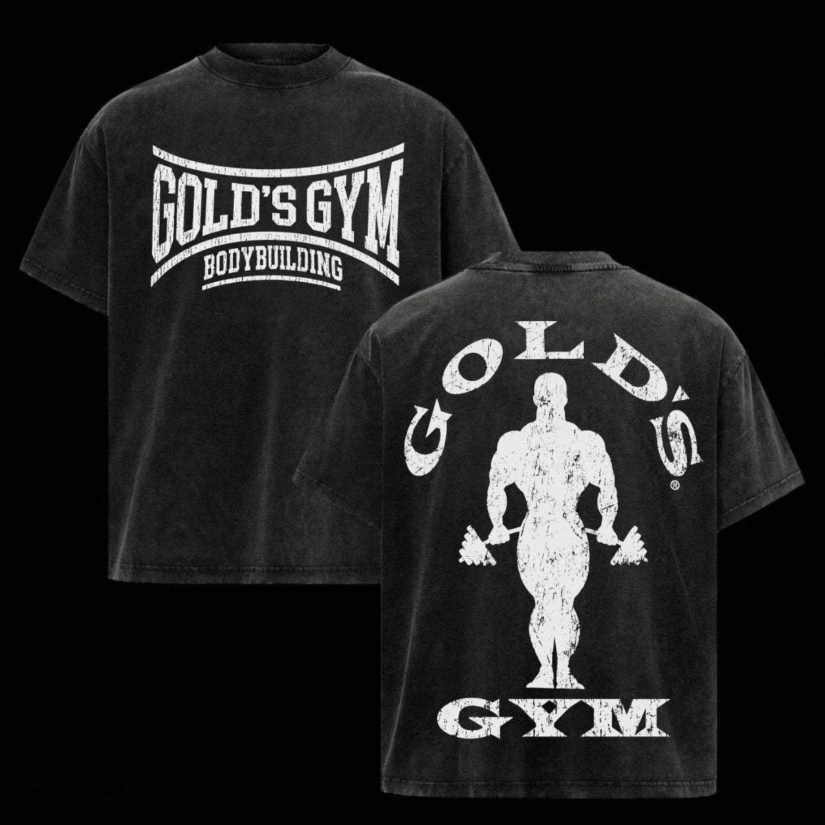 Gold's Gym Bodybuilding Shirt Heavy Cotton Wash Oversized Gym Shirt Fitness Top
