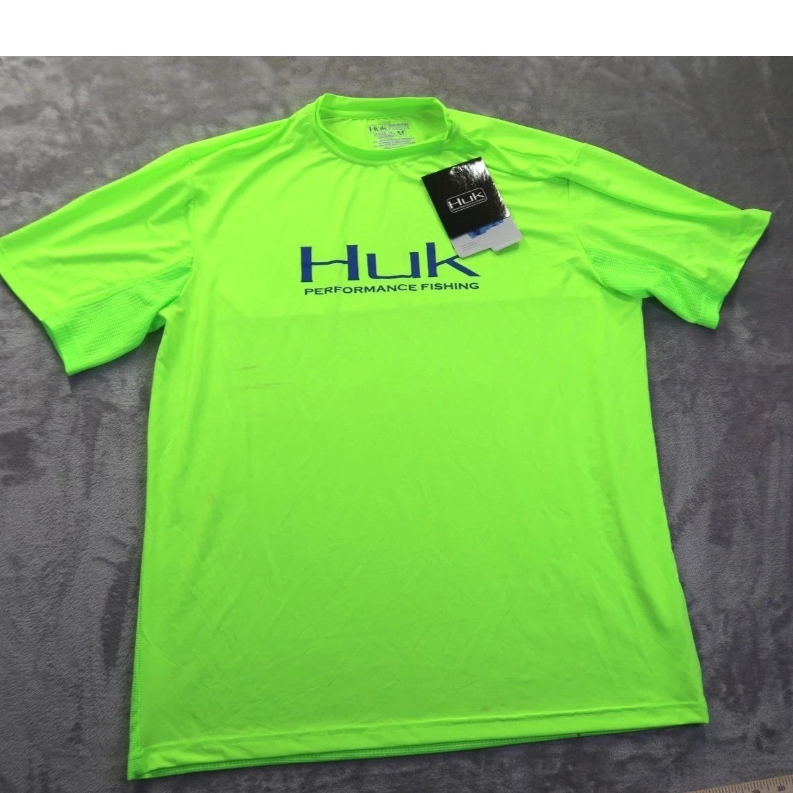 Huk Icon SS Mens Performance Fishing Shirt Neon Green Short Sleeve H1200063 M