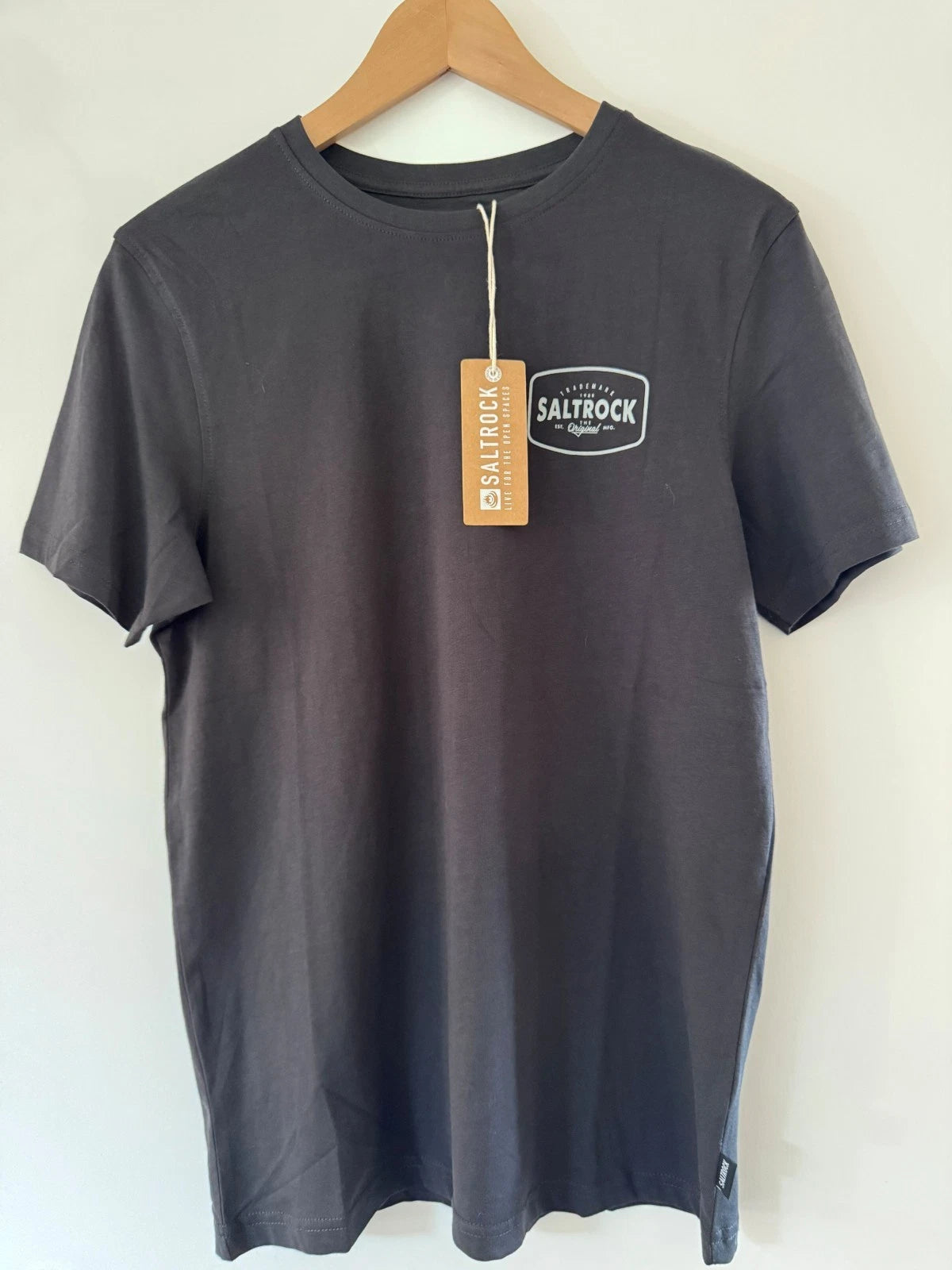 Men's Saltrock Short Sleeve T-Shirt Graphic on Back Dark Grey Tee