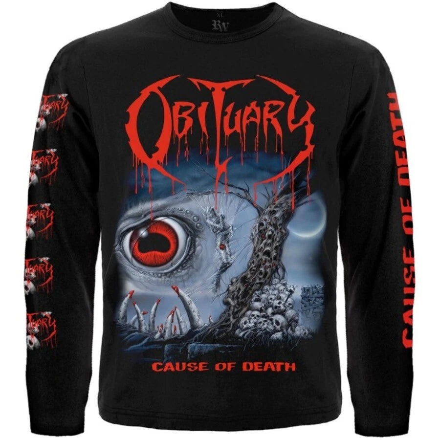 Obituary "Cause of Death" Long Sleeve Black T-Shirt death morbid angel