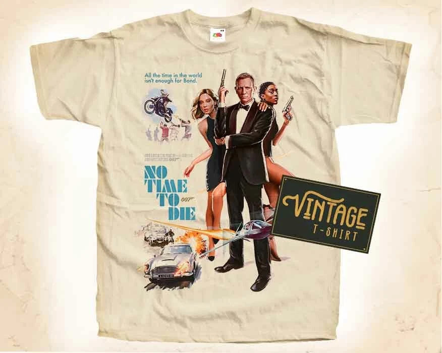 James Bond No Time to Die V1 Vintage T Shirt for Men NATURAL S-5XL