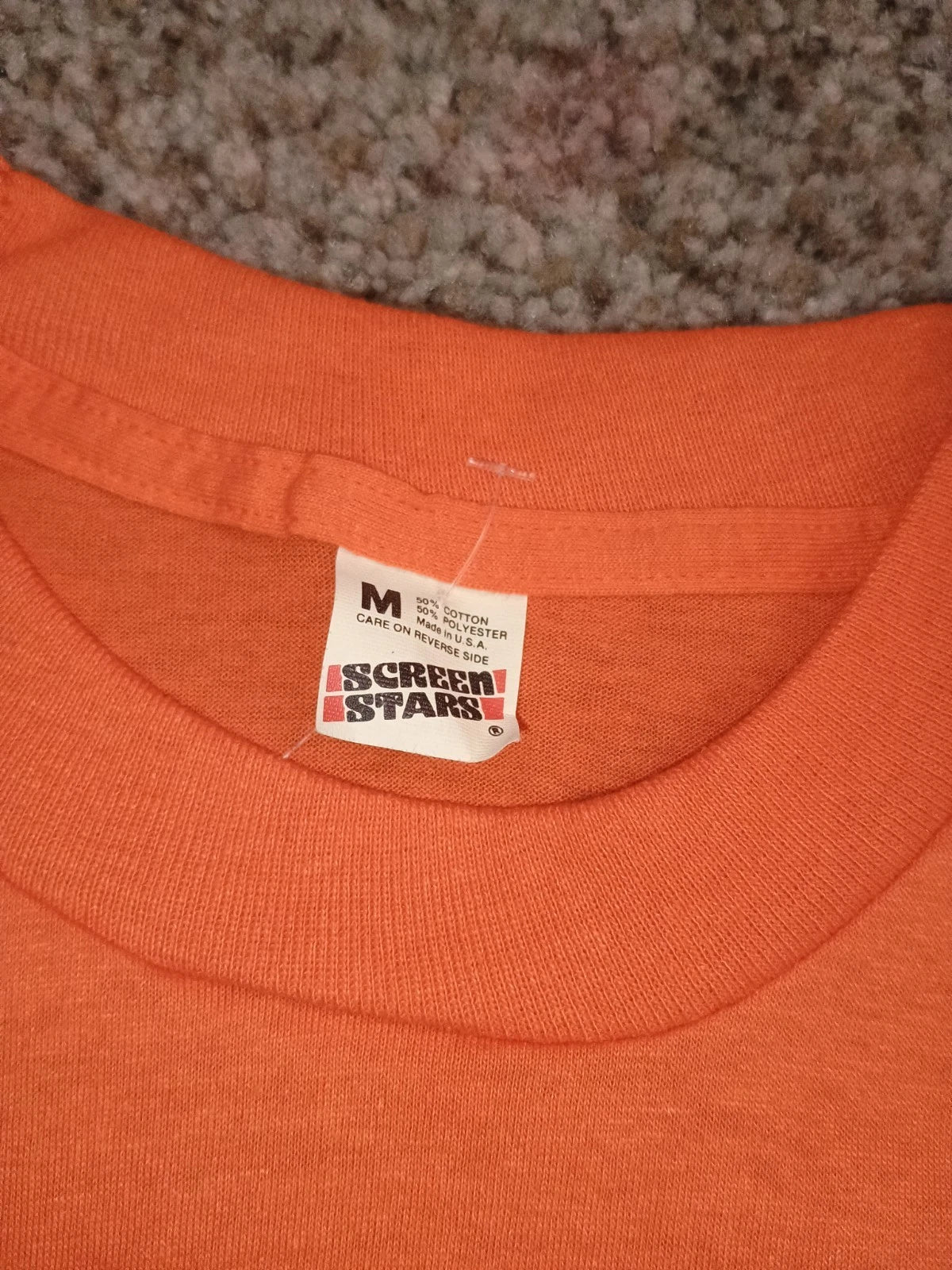 1980:S SCREEN STARS VINTAGE ORANGE BLANK 50/50 T-SHIRT I sz M