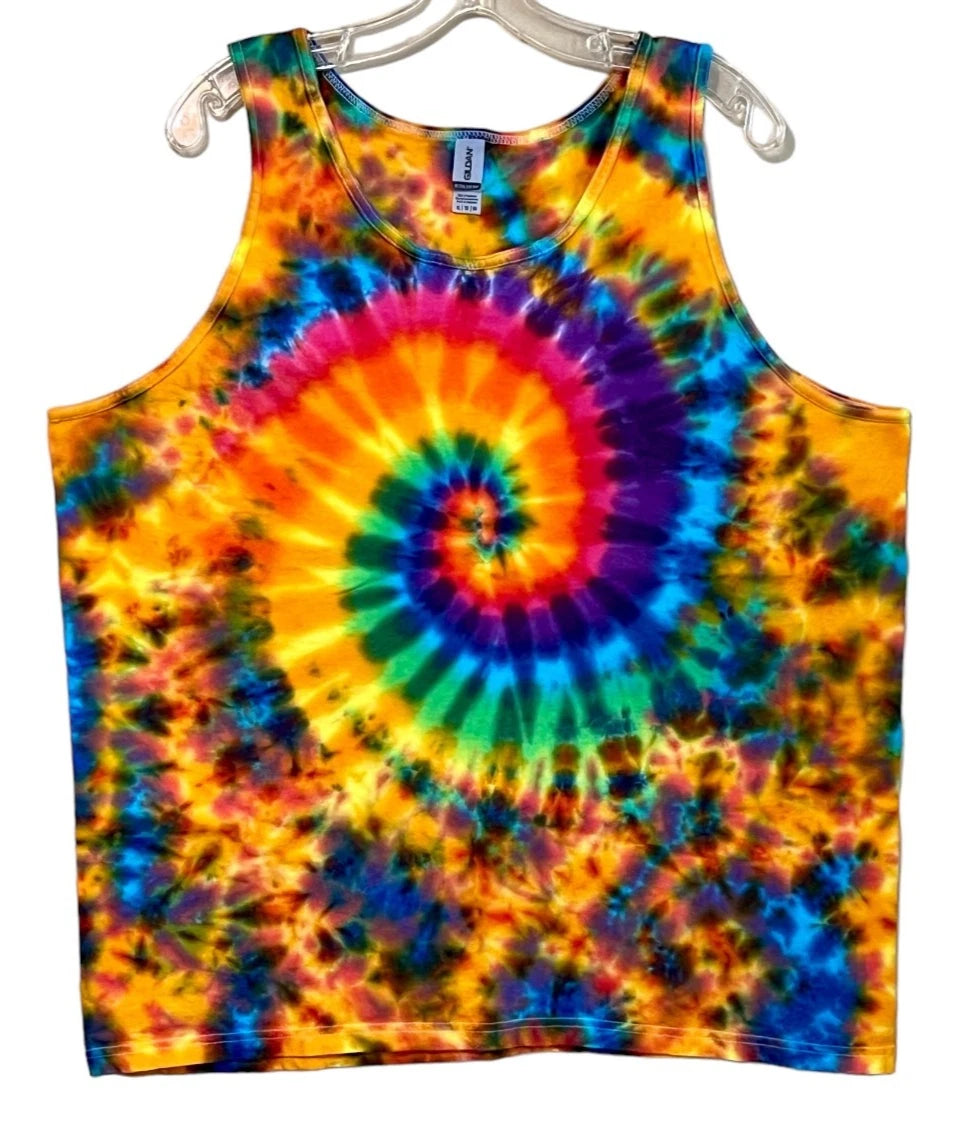 TIE DYE Tank Top | Rainbow Pinwheel Spiral Blotter | Hand Dyed