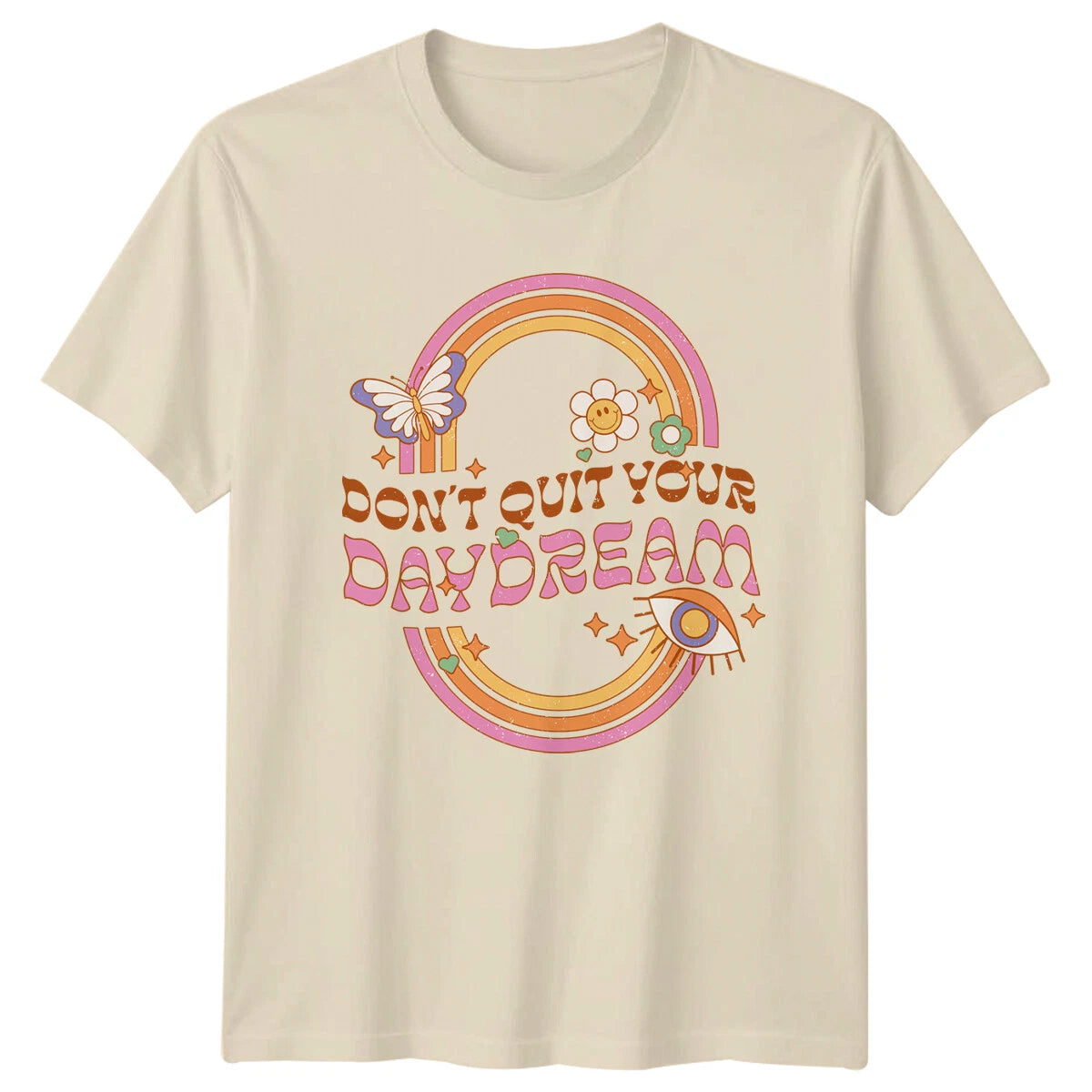 Don't Quit Your Daydream Retro Rainbow T-Shirt Vintage Floral Tee