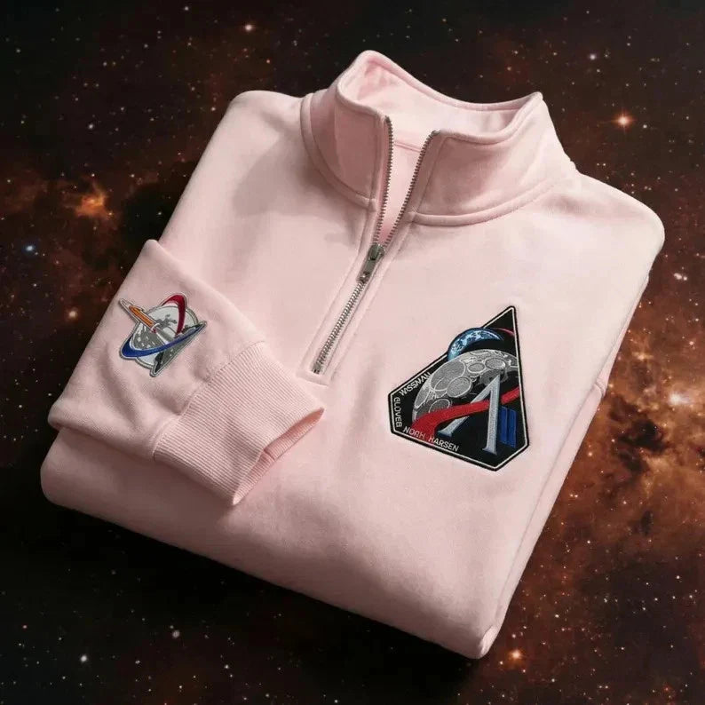 Artemis II Mission Embroidered Quarter Zip Pullover, Astronaut Space Sweatshirtt