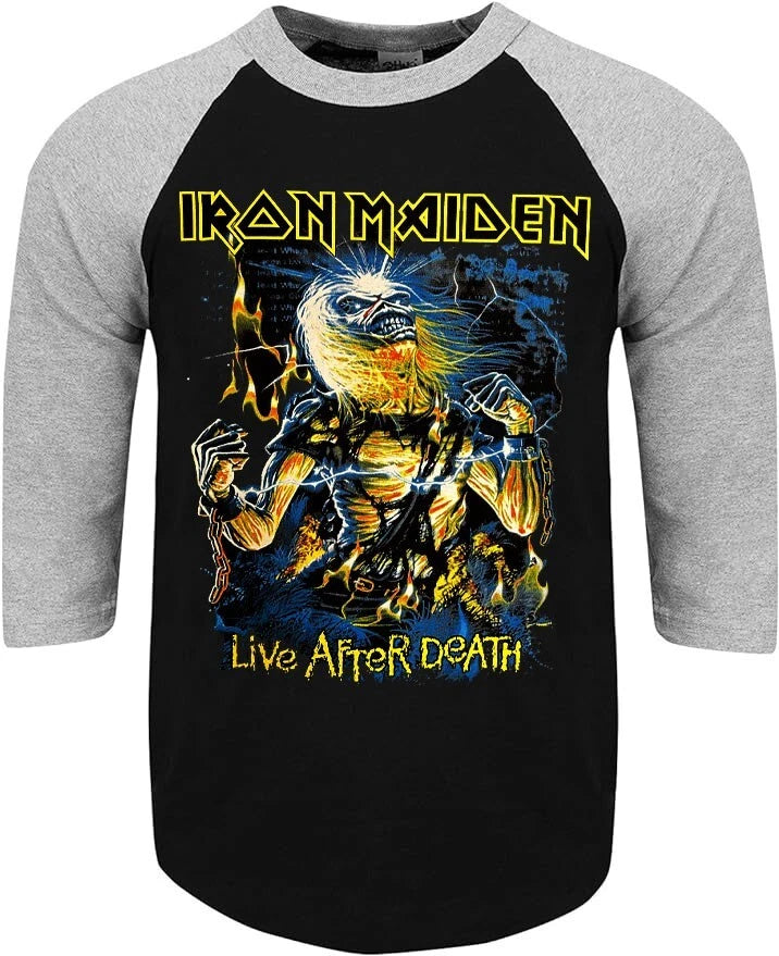 IRON MAIDEN LIVE AFTER DEATH ROCK SHIRT RAGLAN 3/4 SLEEVE (Multiple Variations)