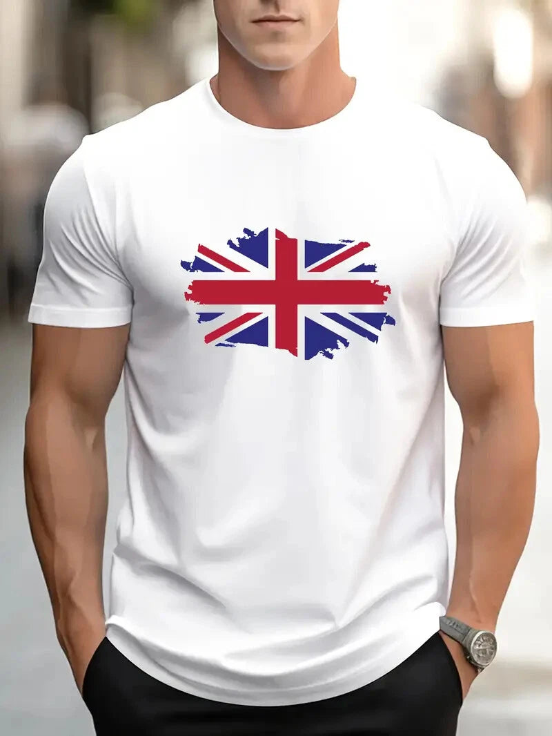 Union Jack British Flag T-Shirt UK England Mens Cotton Short Sleeve Tee Top