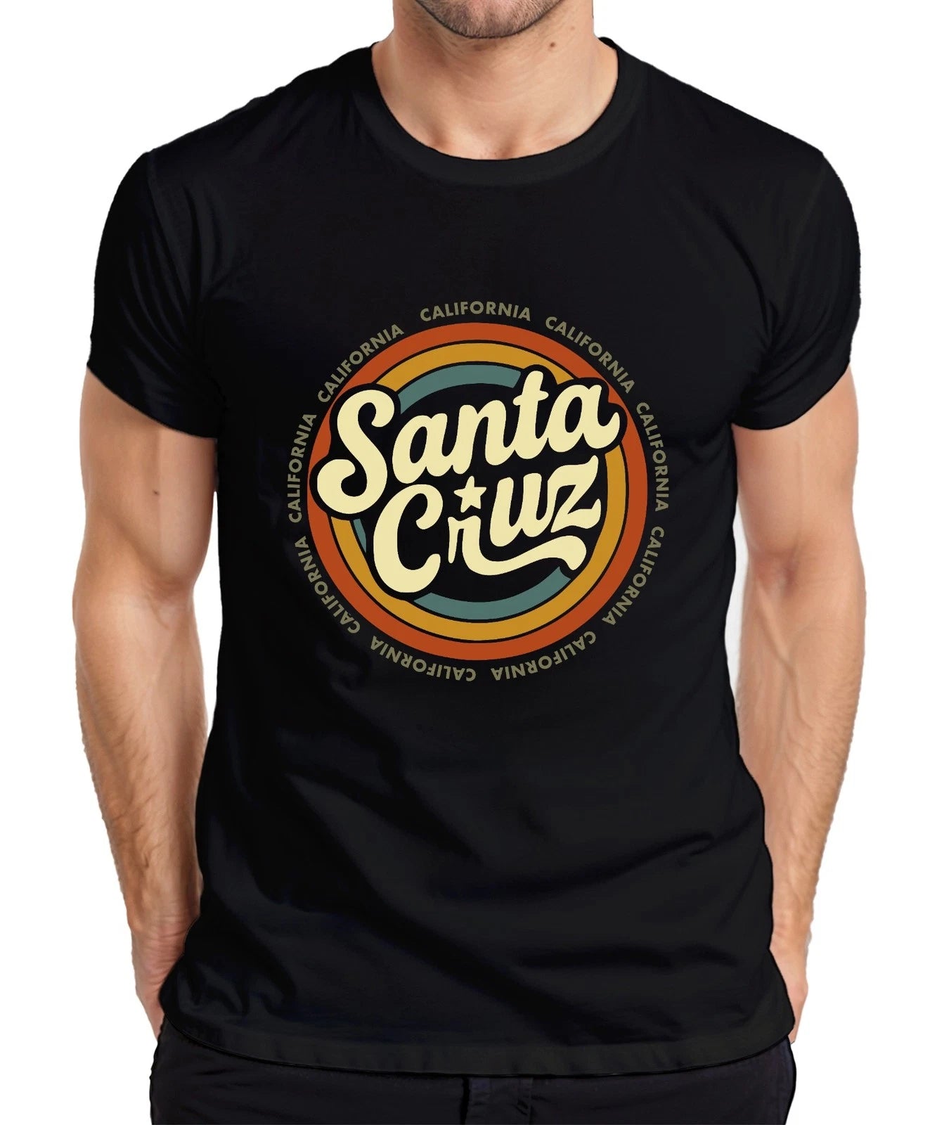 Santa Cruz California Retro Vintage Surfing Beach Waves Summer Men's T-Shirt