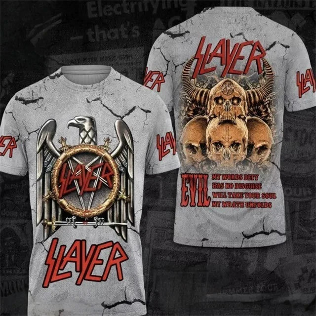 Popular Metal Rock Band Slayer 3D Print T-shirts Adults