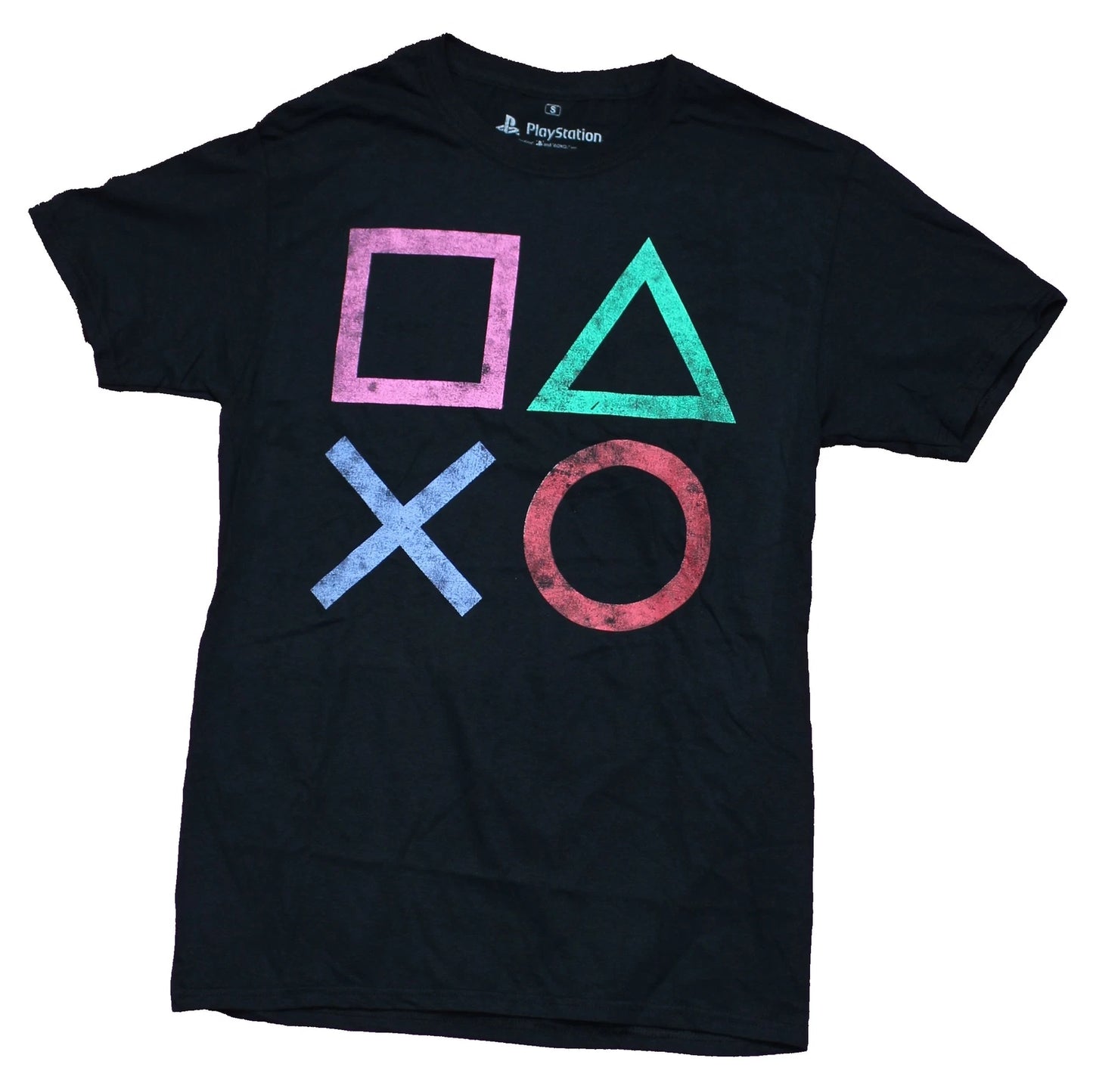 PlayStation Adult New T-Shirt - Distressed Classic Buttons Pic s