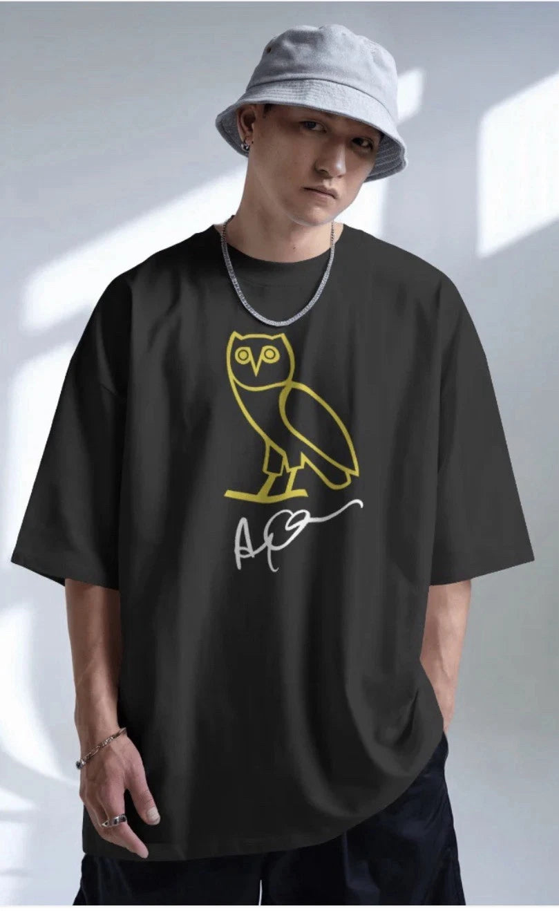Drake OVO Owl Embroidered T-Shirt – Premium Oversized Hip-Hop Streetwear Tee (M)