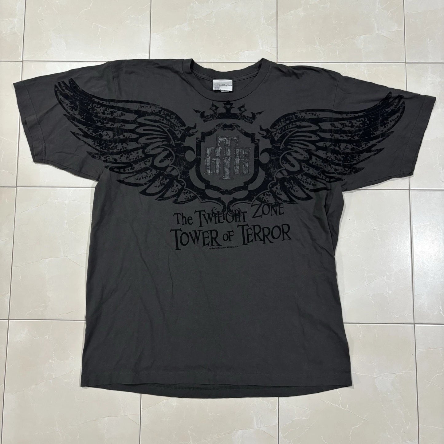 Vintage Tower Of Terror T Shirt Men’s XL Twilight Zone Gray Goth Y2K Emo Disney