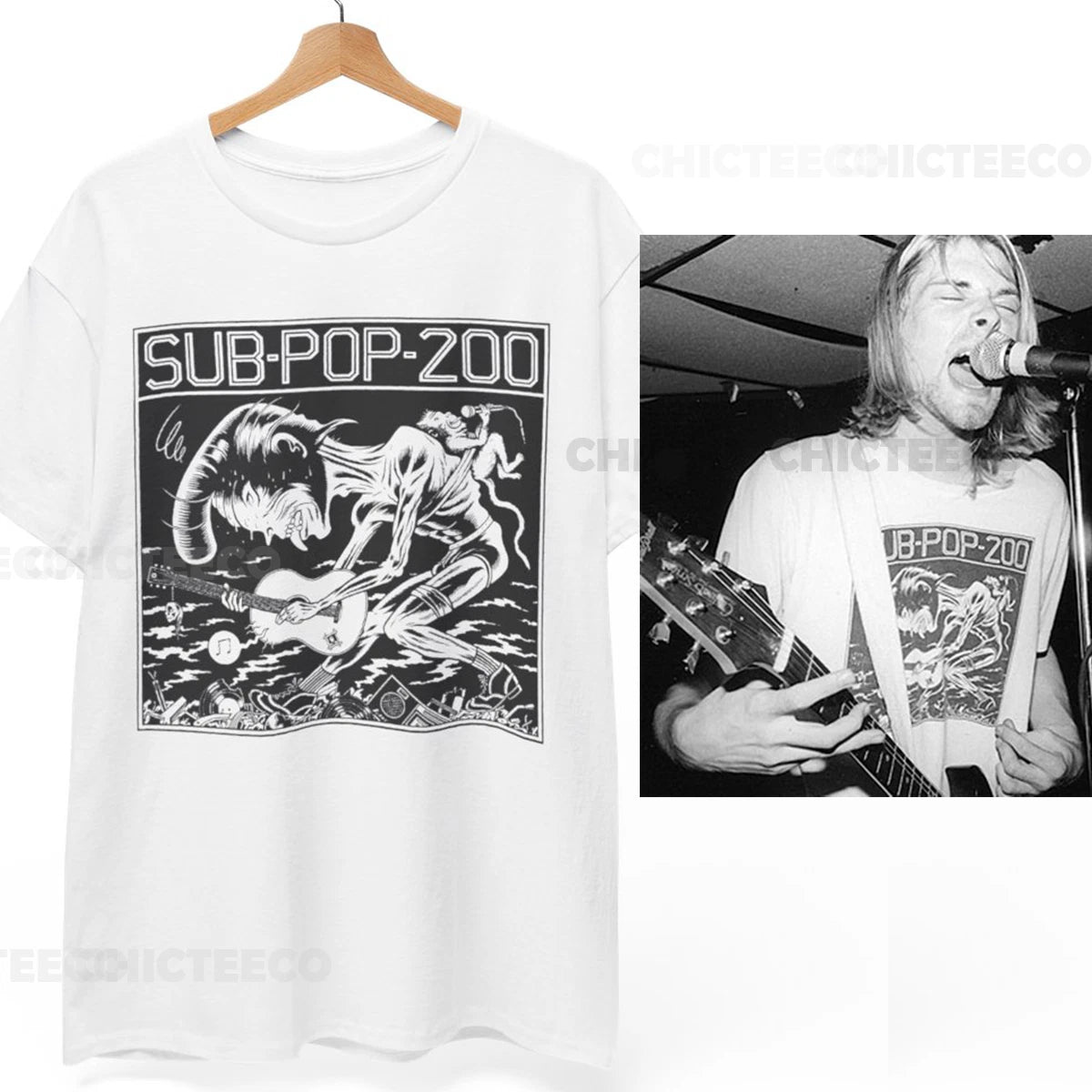 Sub Pop 200 Shirt Kurt Cobain Nirvana Grunge 90s Music Unisex Tee