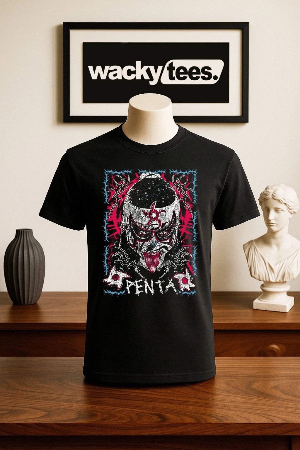 Lucha Libre Penta Madness Wrestling Style Graphic Tee Shirt