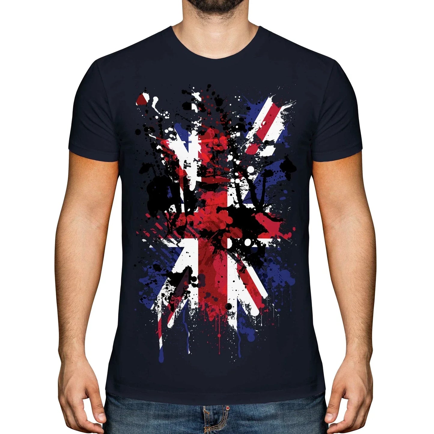 UNION JACK ABSTRACT PRINT MENS T-SHIRT GREAT BRITAIN FLAG UK UNITED KINGDOM TOP