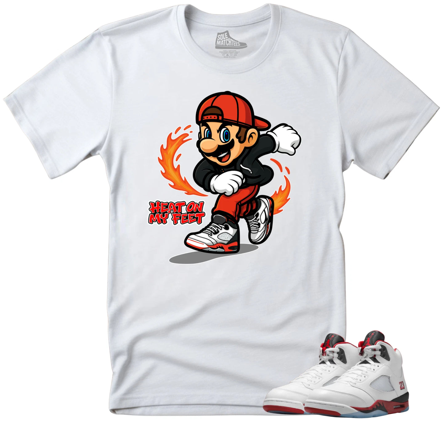 Shirt to Match Jordan Retro 5 Fire Red-HEAT ON MY FEET Sneaker Match Tees