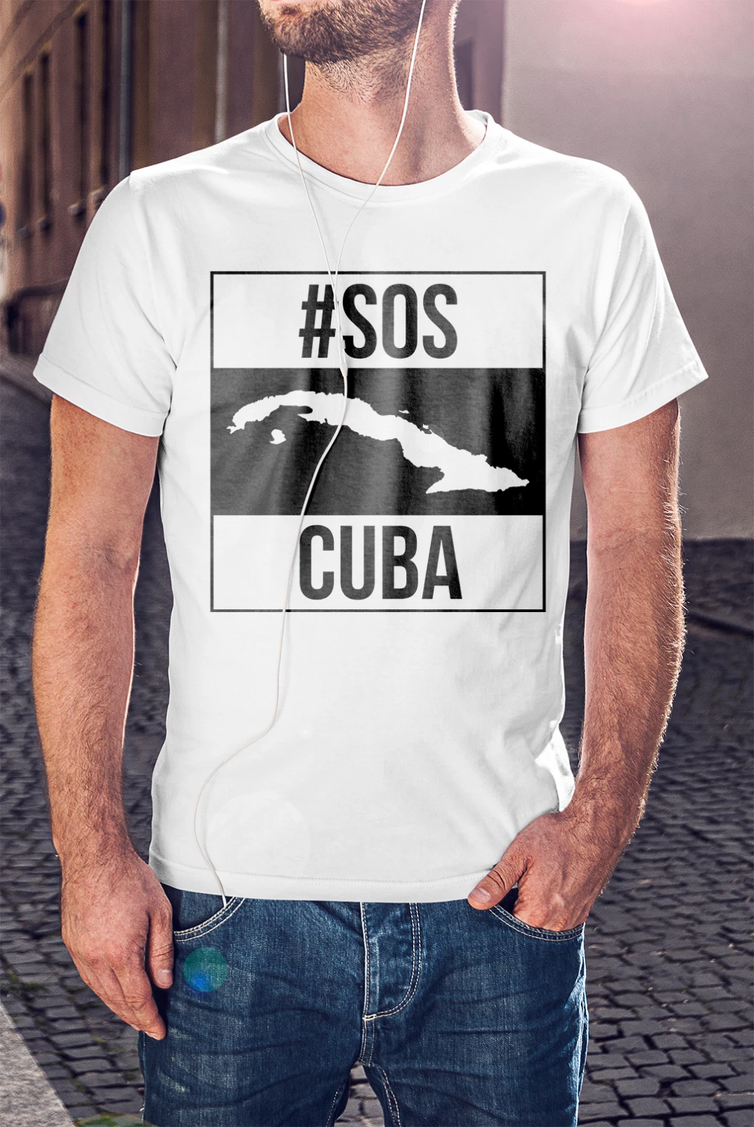 #SOSCUBA - 100% PREMIUM COTTON UNISEX WHITE T-SHIRT