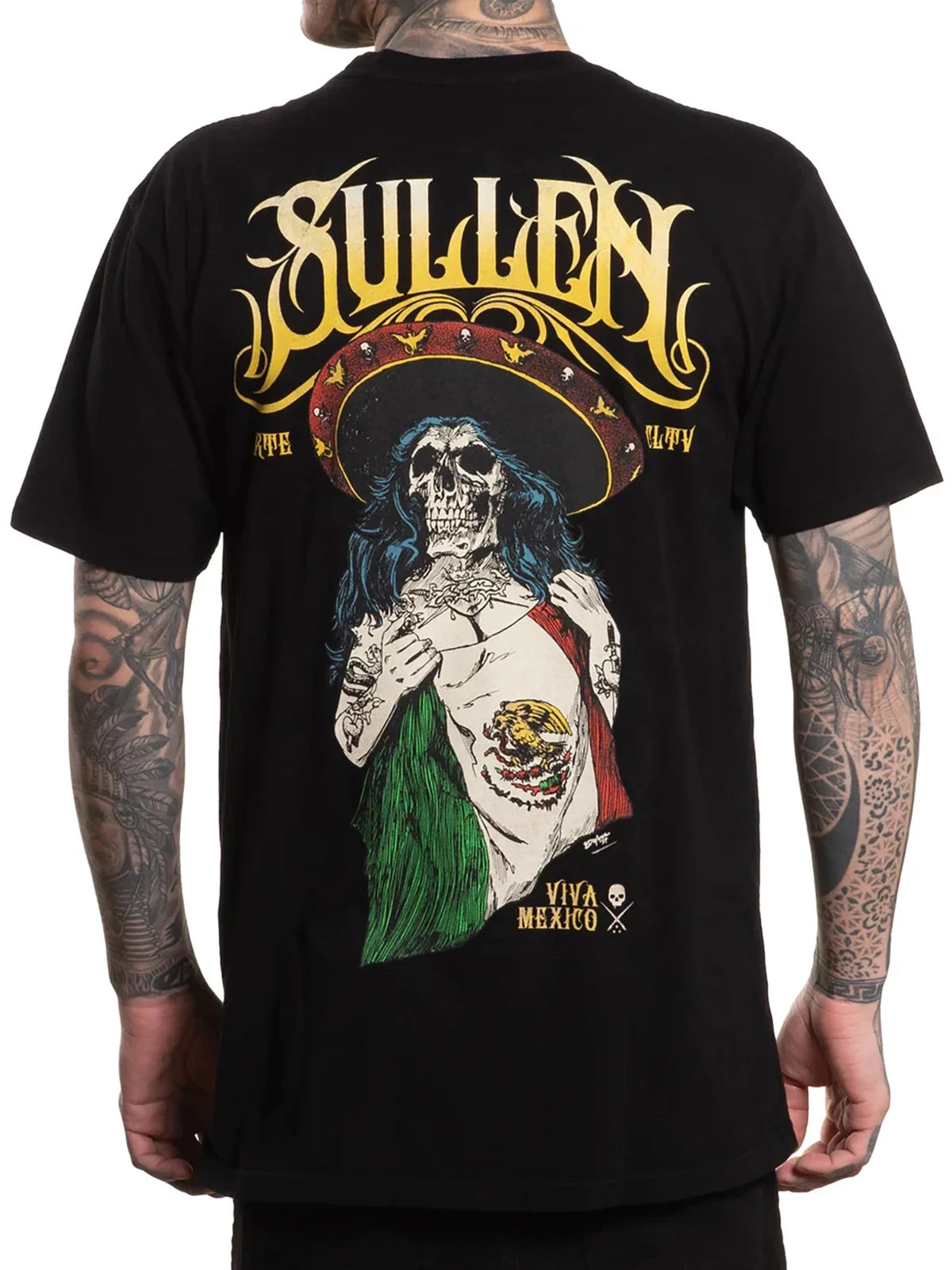 Sullen Men's Viva Mexico Short Sleeve Premium T-shirt Sombrero Flag Tattoo Tee