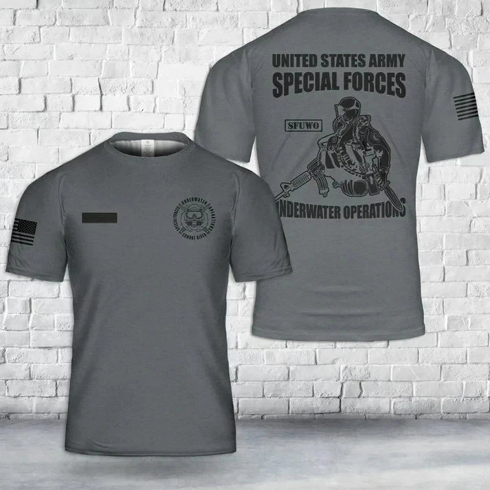 Custom Name US Army - Special Forces Underwater Operations Combat Diver T-Shirt