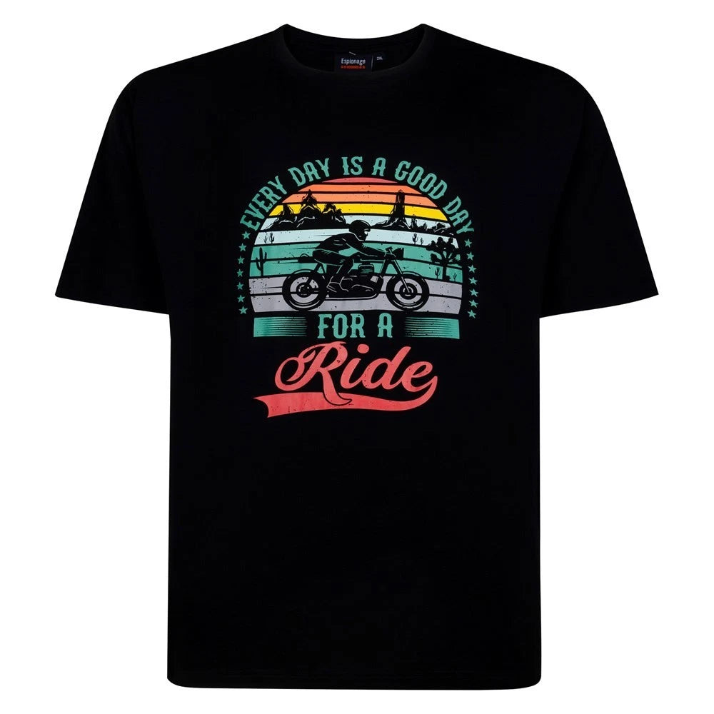 NEW IN ESPIONAGE BLACK BIKER T SHIRT T450 2XL3XL 4XL5XL6XL7XL8XL