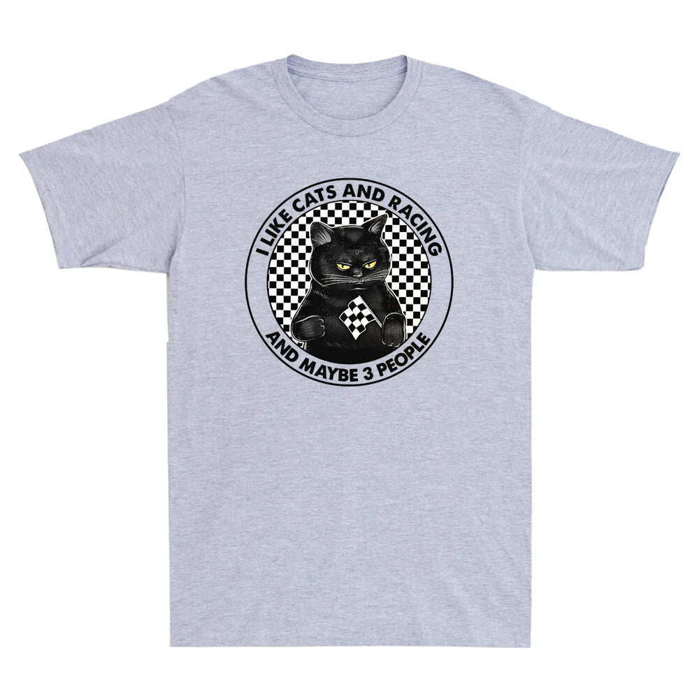 I Like Cats And Racing And Maybe 3 People Funny Racer Cat Vintage Men's T-Shirt