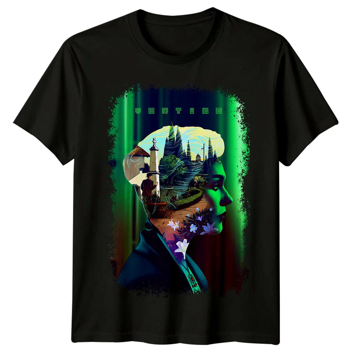 Vertigo (1958) Movie Poster Inspired T-Shirt Retro 80s Tee