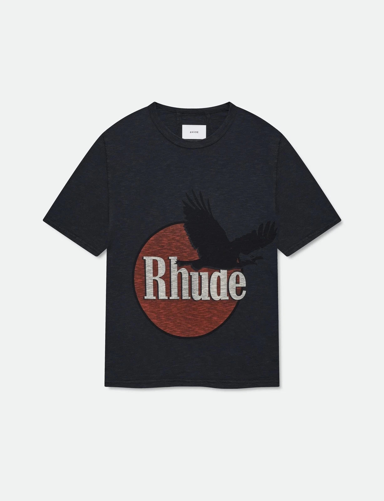 RHUDE Mustang Sunset Logo Printed Retro Short sleeved T-shirt Black