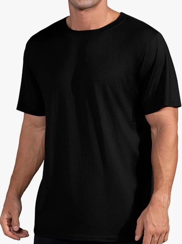 QUALFORT Men's Black Fit Sport Sleeve Soft TShirts XL