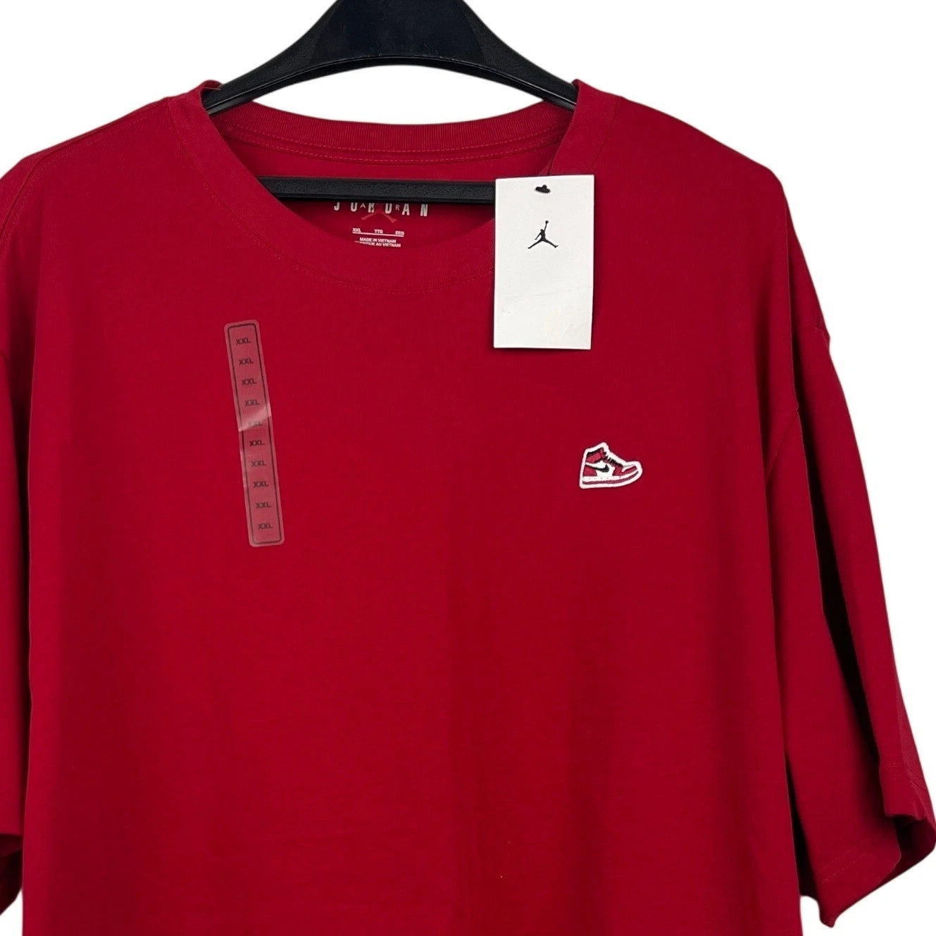 NEW Jordan AJ1 Sneaker Patch Mens XXL Cotton Short Sleeve T Shirt Red
