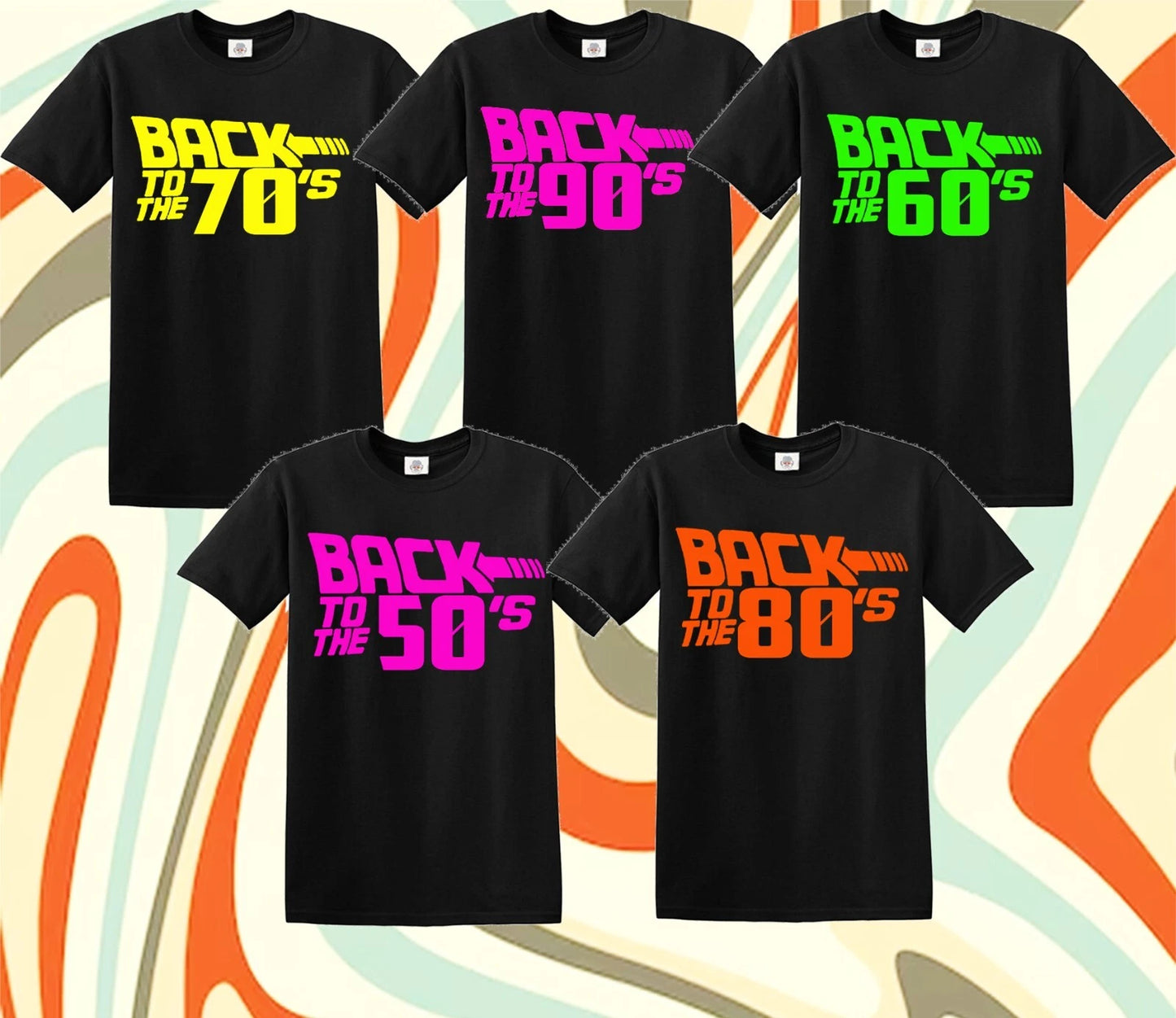 Back To The 50's 60's 70's 80's 90's Dance T-Shirt Retro Novelty Mens Ladies Tee